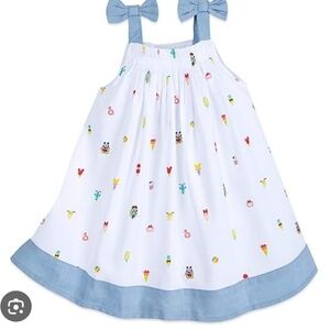 Adorable Minnie & Mickey White Dress with Blue Bow Strap And Accents